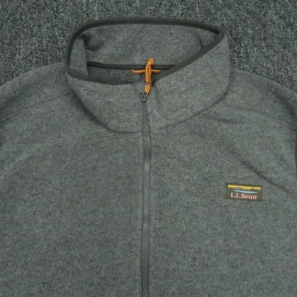 LL Bean Vest Men Extra Large Gray Mountain‎ Classic Fleece Full Zip Pockets XL